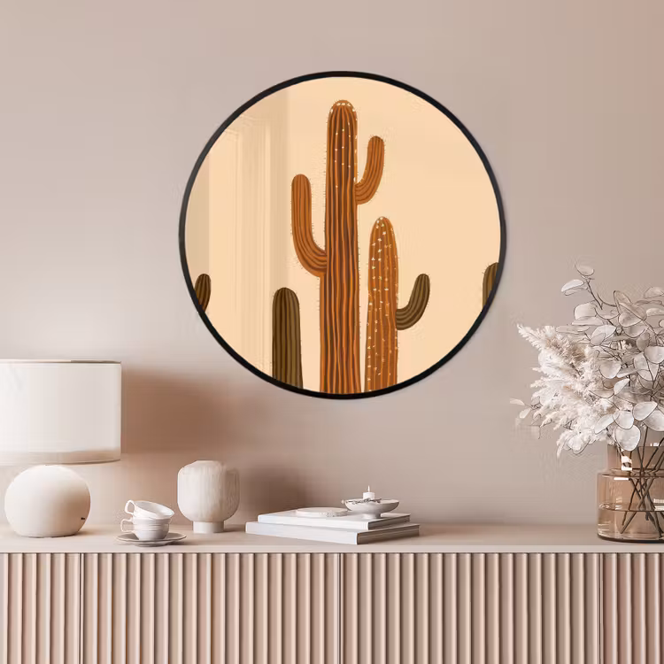 Ronde fotolijst - Cactus - Woestijn - Zand - Bruin — 4