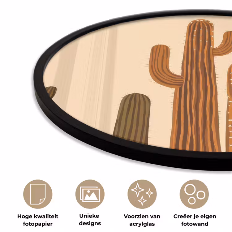 Ronde fotolijst - Cactus - Woestijn - Zand - Bruin — 5
