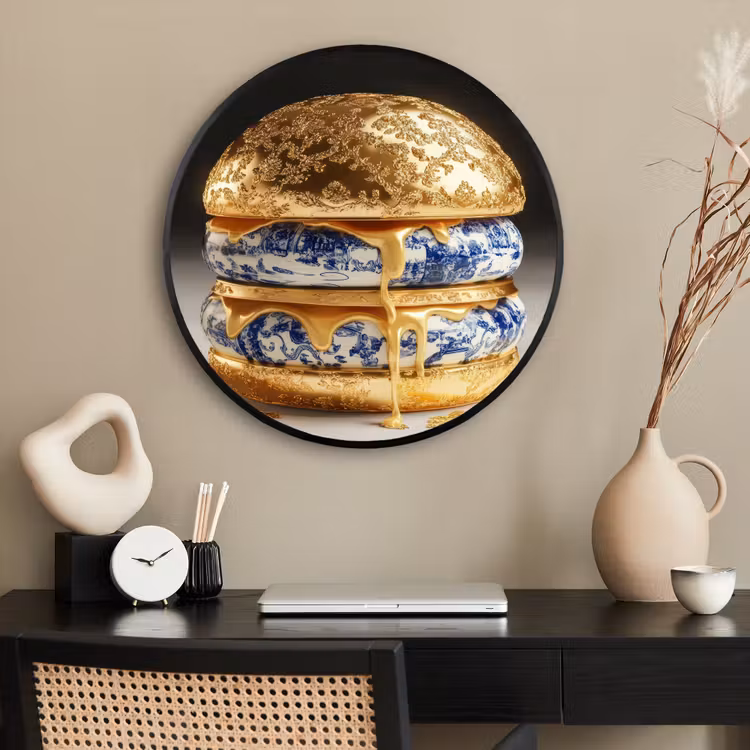 Ronde fotolijst - Delftsblauw - Goud - Burger — 2