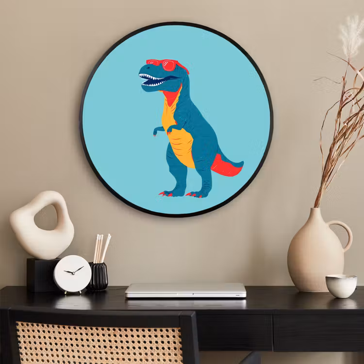 Ronde fotolijst - Dinosaurus - Blauw - Zonnebril — 2