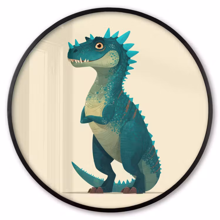 Ronde fotolijst - Dinosaurus - Turquoise - Stekels — 1