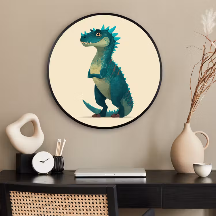 Ronde fotolijst - Dinosaurus - Turquoise - Stekels — 2