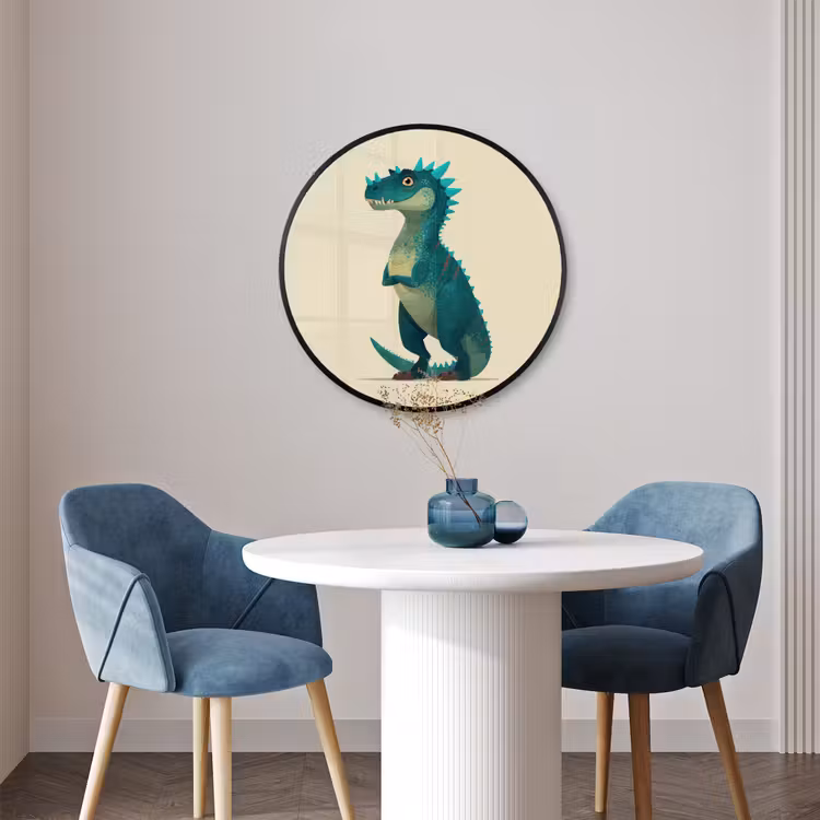 Ronde fotolijst - Dinosaurus - Turquoise - Stekels — 3