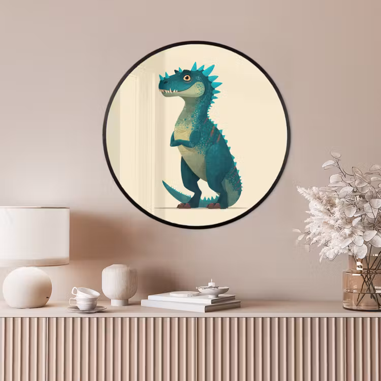 Ronde fotolijst - Dinosaurus - Turquoise - Stekels — 4