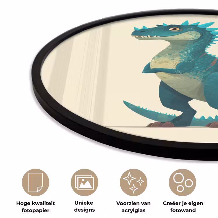 Ronde fotolijst - Dinosaurus - Turquoise - Stekels — 5