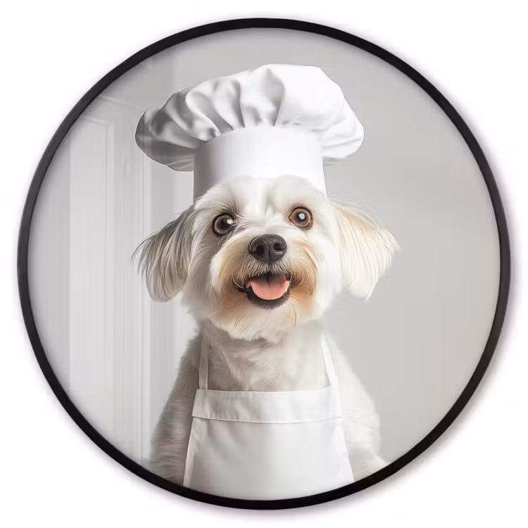 Ronde fotolijst - Hond - Wit - Kok — 1