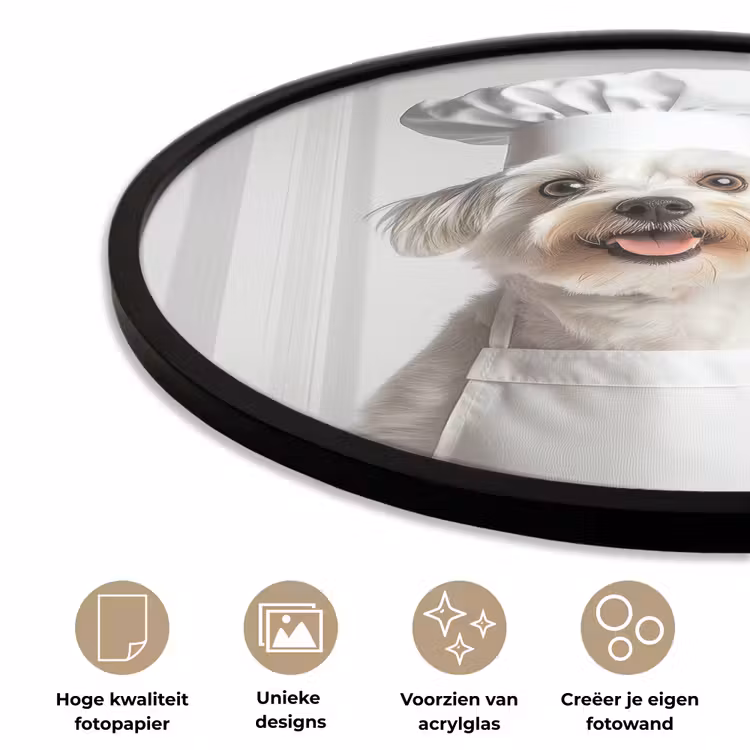 Ronde fotolijst - Hond - Wit - Kok — 5