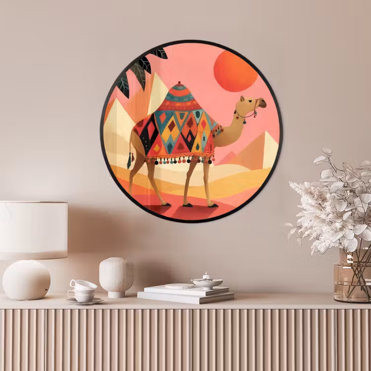 Ronde fotolijst - Kameel - Pyramides - Rode zon — 4
