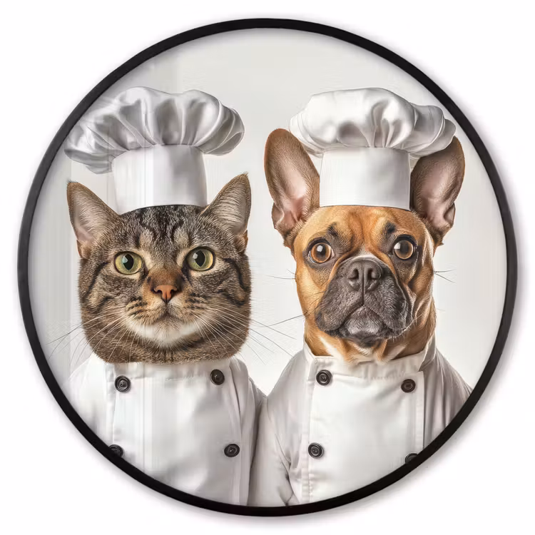 Ronde fotolijst - Kat - Hond - Kokskleding — 1