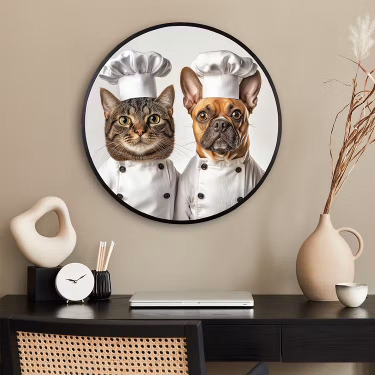 Ronde fotolijst - Kat - Hond - Kokskleding — 2