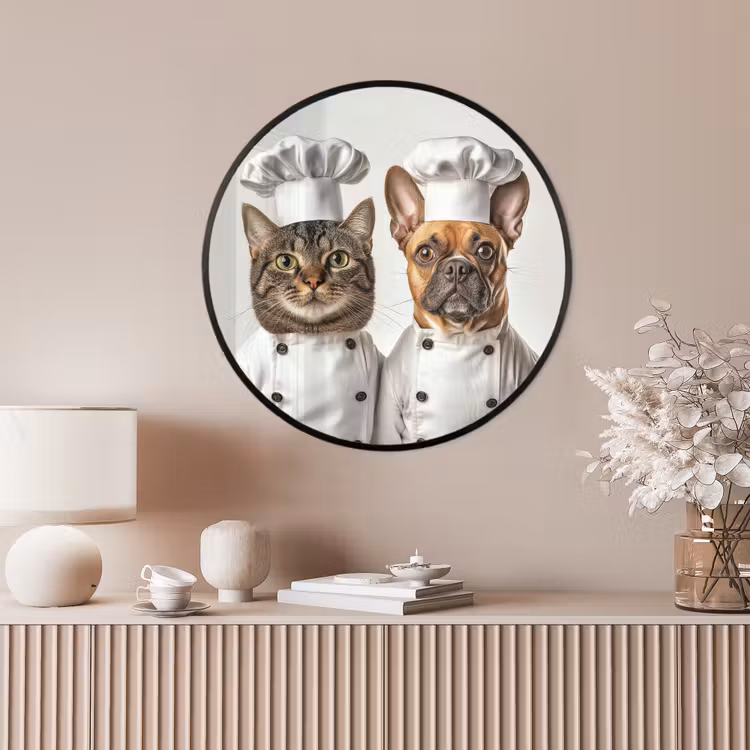 Ronde fotolijst - Kat - Hond - Kokskleding — 4