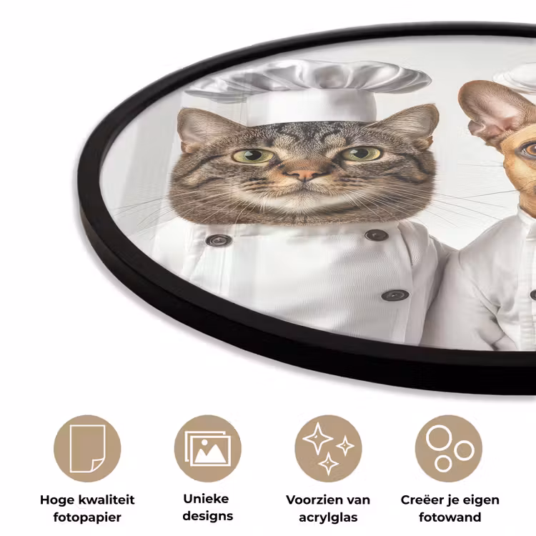 Ronde fotolijst - Kat - Hond - Kokskleding — 5