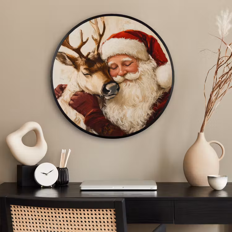 Ronde fotolijst - Kerstman - Rendier - Kerst - Christmas — 2