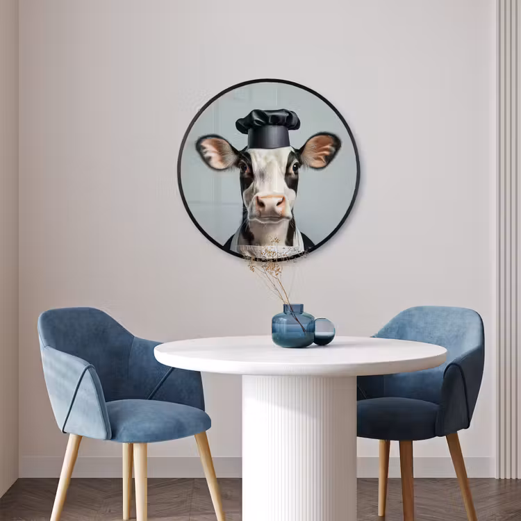 Ronde fotolijst - Koe - Zwart - Wit - Kok — 3