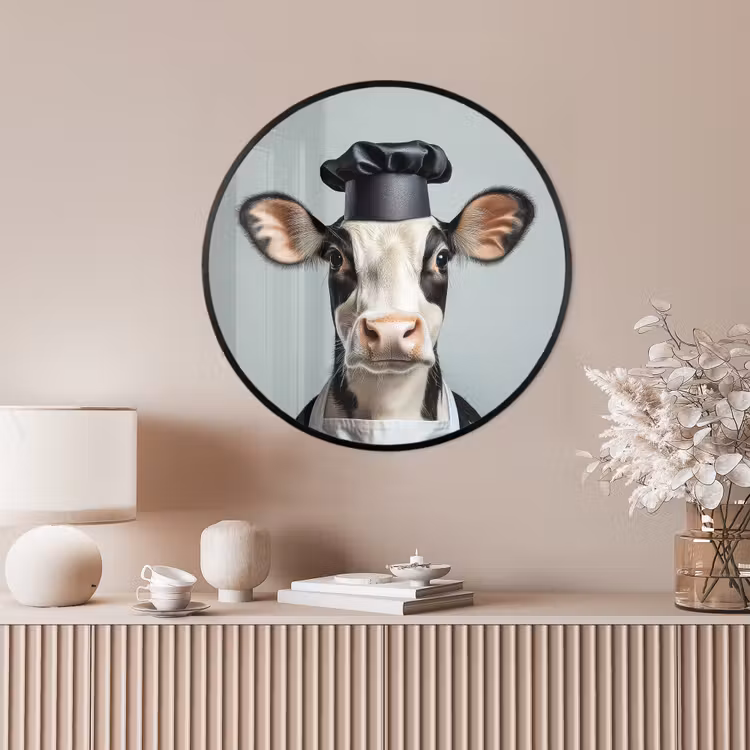 Ronde fotolijst - Koe - Zwart - Wit - Kok — 4