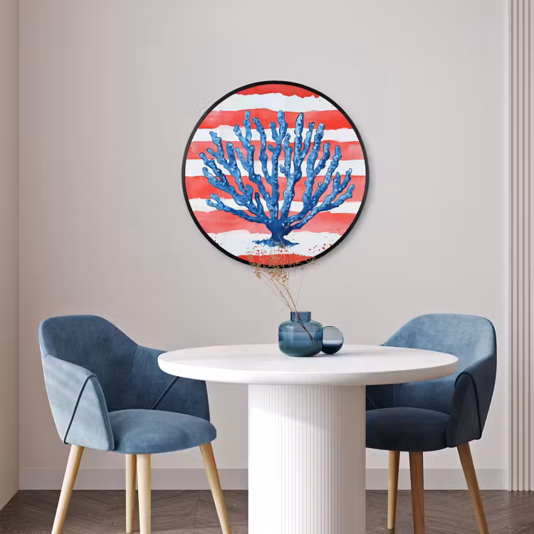 Ronde fotolijst - Koraal - Verfstructuur - Rood - Blauw — 3