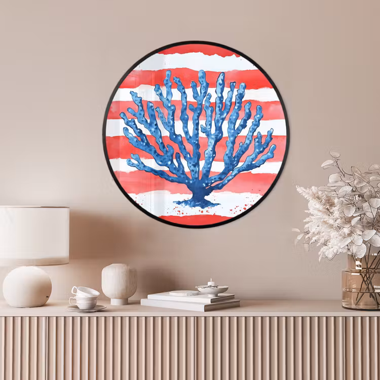 Ronde fotolijst - Koraal - Verfstructuur - Rood - Blauw — 4