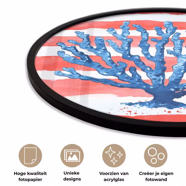 Ronde fotolijst - Koraal - Verfstructuur - Rood - Blauw — 5