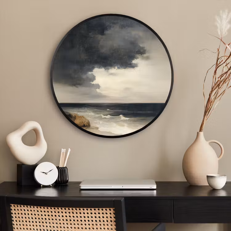 Ronde fotolijst - Kust - Golven - Rots - Storm — 2