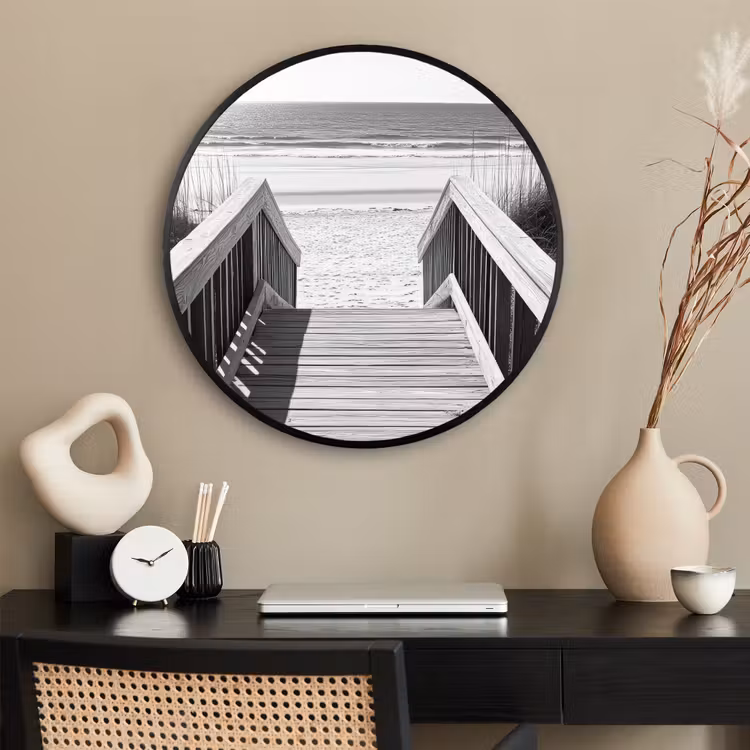 Ronde fotolijst - Loopbrug - Hout - Strand - Zee — 2