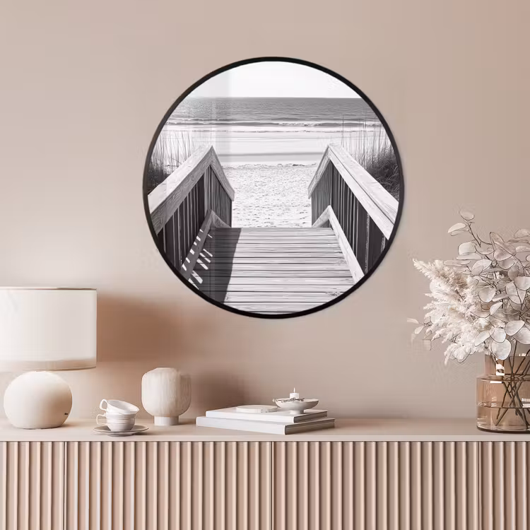 Ronde fotolijst - Loopbrug - Hout - Strand - Zee — 4