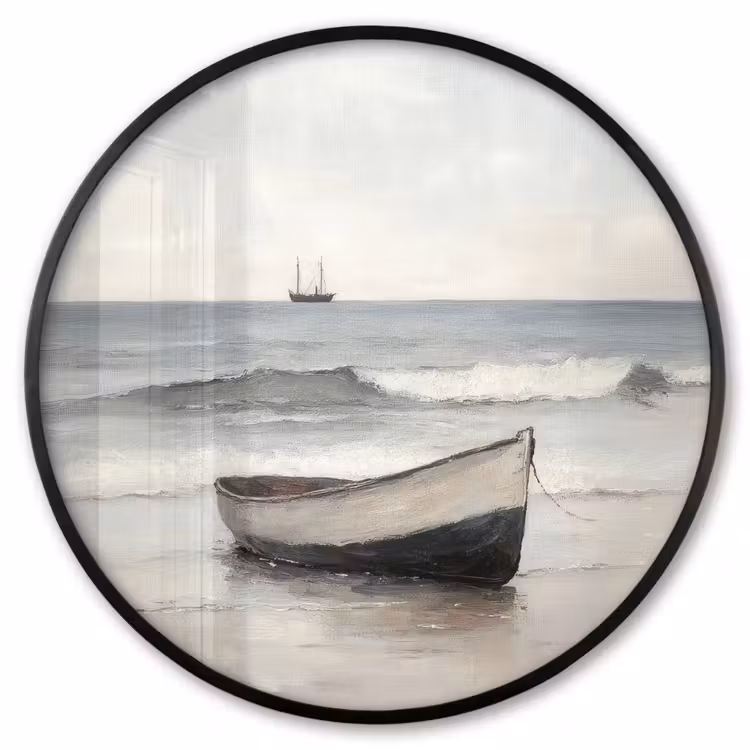 Ronde fotolijst - Roeiboot - Zee - Horizon — 1