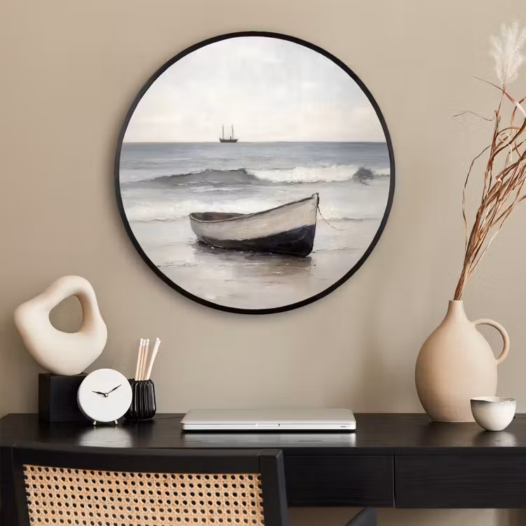 Ronde fotolijst - Roeiboot - Zee - Horizon — 2
