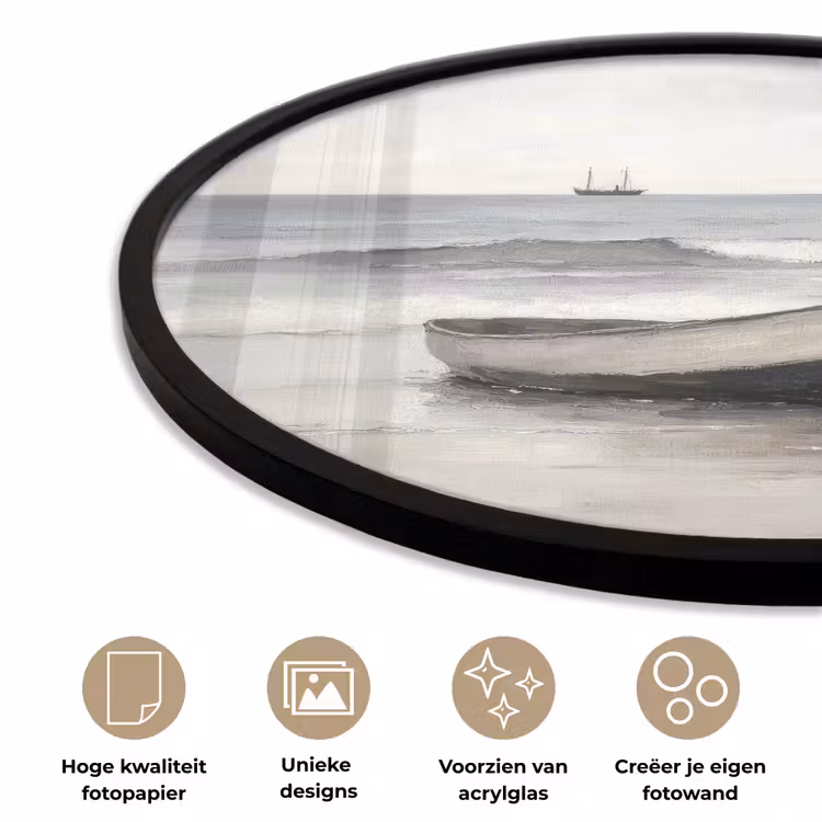 Ronde fotolijst - Roeiboot - Zee - Horizon — 5