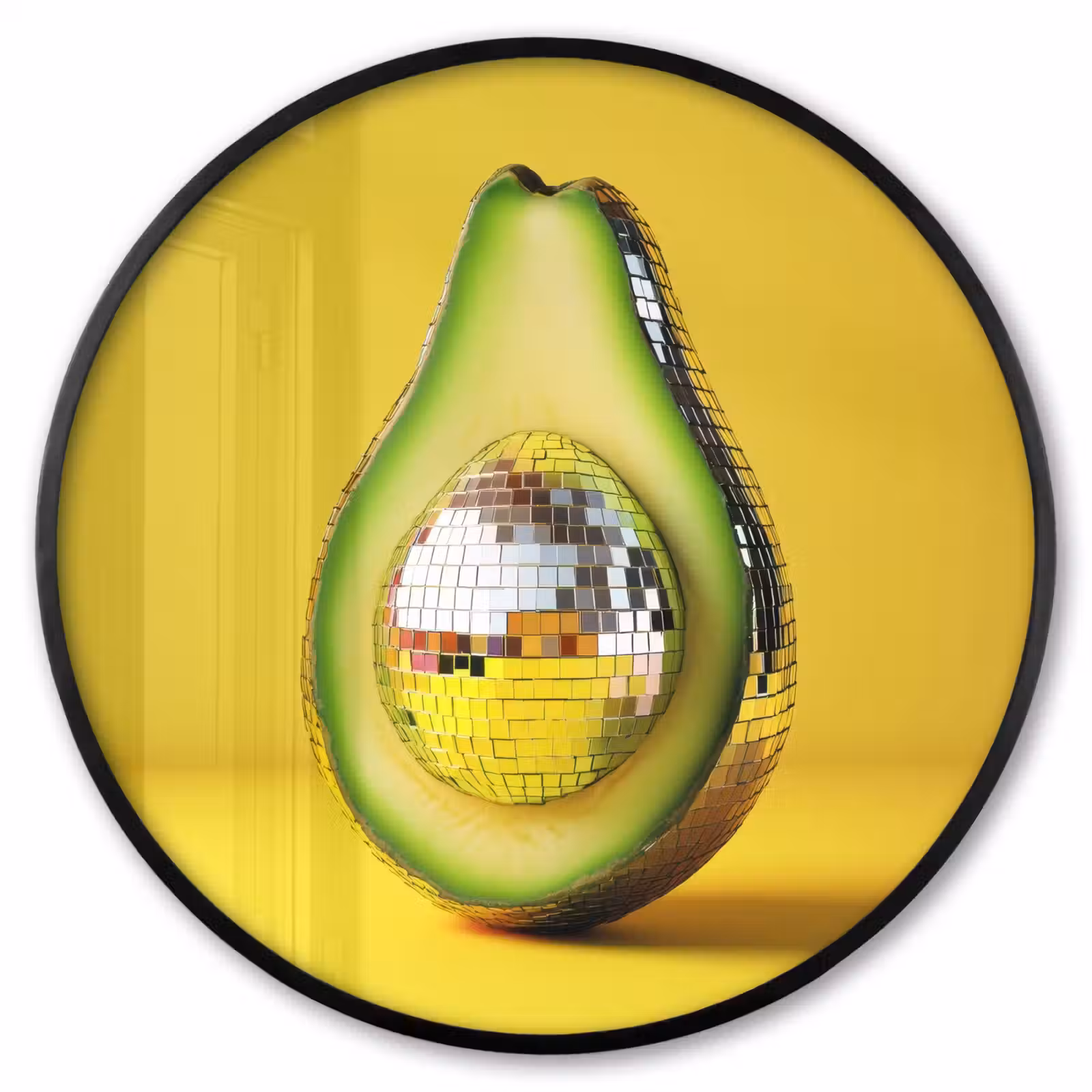 Ronde fotolijst - Avocado - Discobal - Geel - Glitter — 1