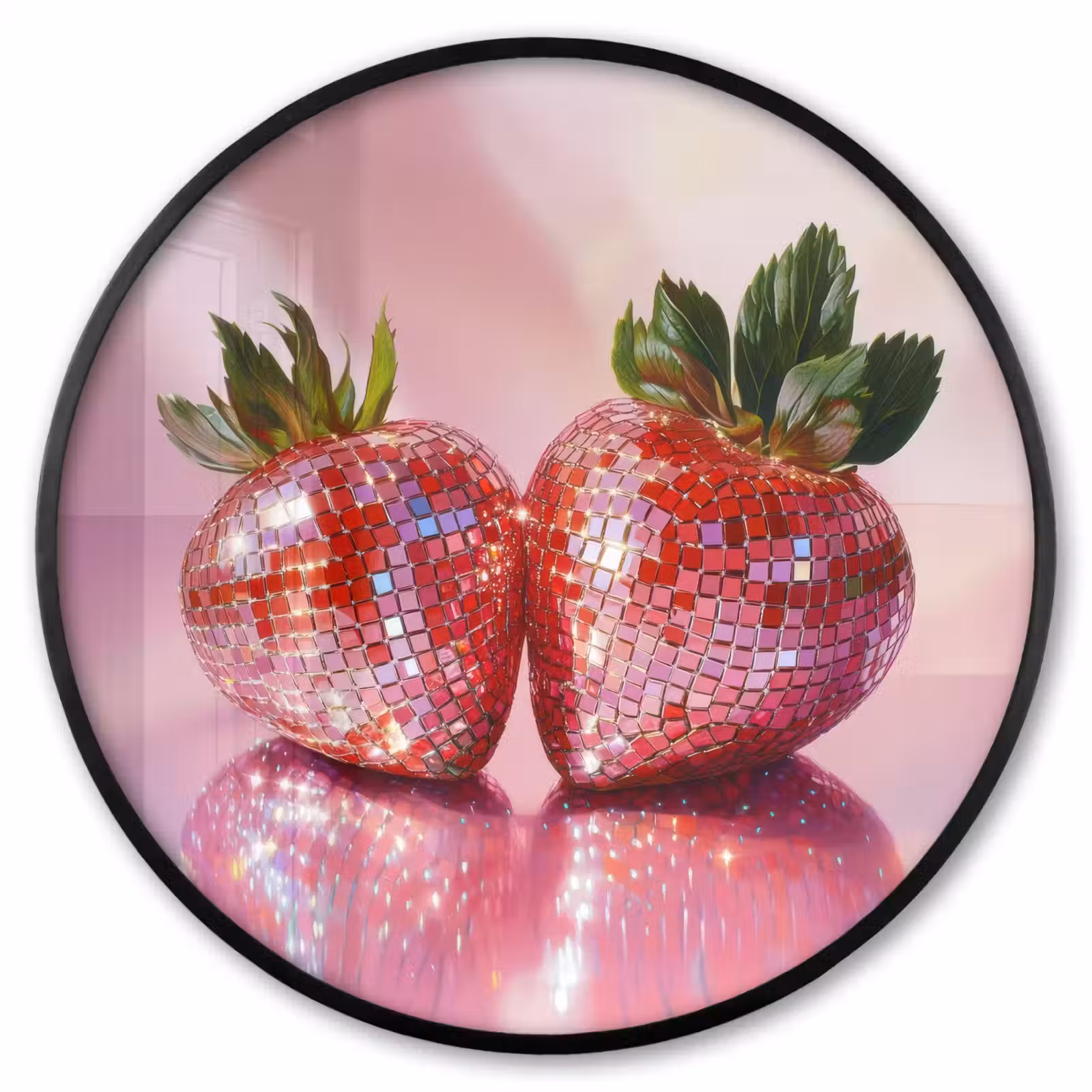Ronde fotolijst - Disco - Fruit - Glitter - Strawberry — 1