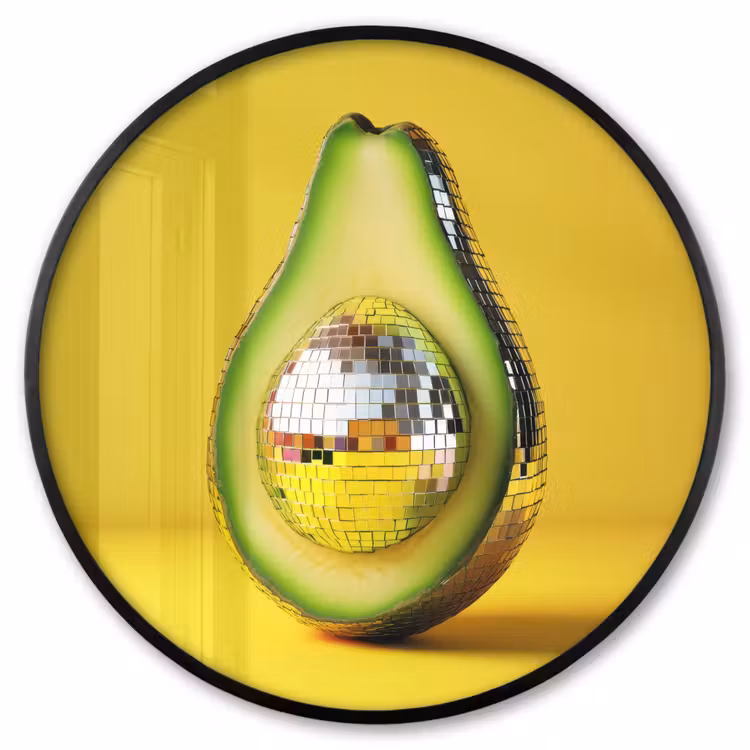 Ronde fotolijst - Avocado - Discobal - Geel - Glitter — 1