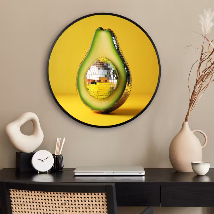 Ronde fotolijst - Avocado - Discobal - Geel - Glitter — 2