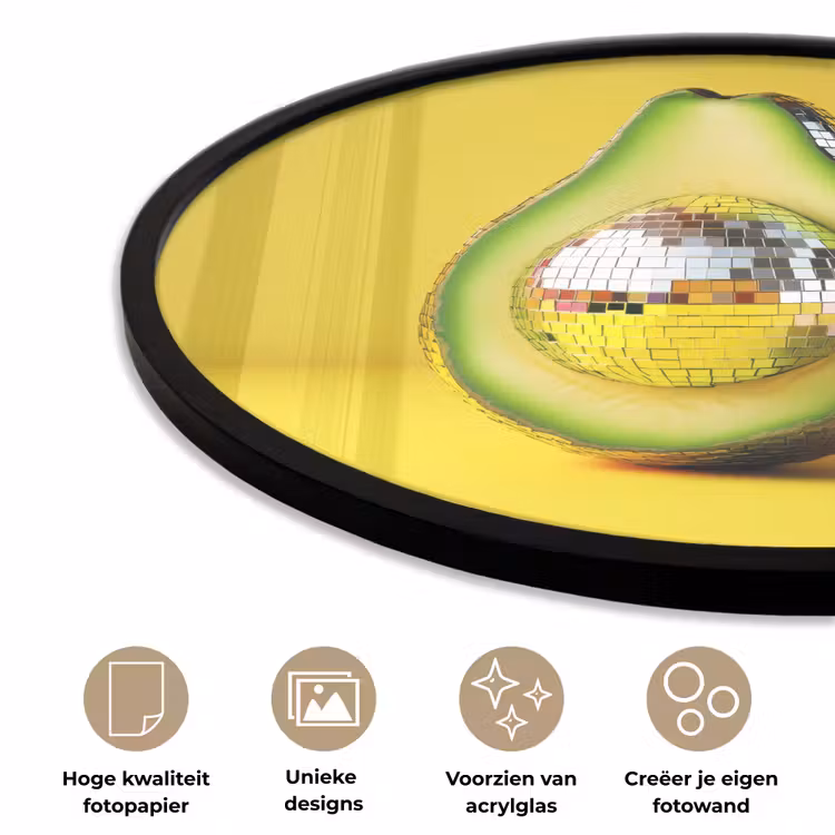 Ronde fotolijst - Avocado - Discobal - Geel - Glitter — 5
