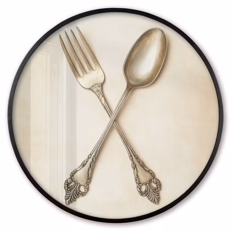 Ronde fotolijst - Beige - Vintage - Bestek — 1