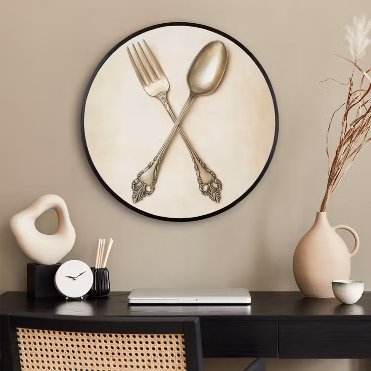 Ronde fotolijst - Beige - Vintage - Bestek — 2