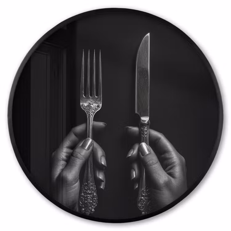 Ronde fotolijst - Bestek - Zwart - Wit — 1