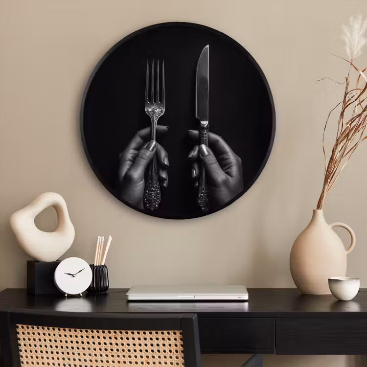 Ronde fotolijst - Bestek - Zwart - Wit — 2