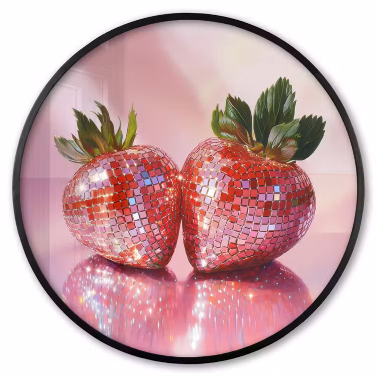 Ronde fotolijst - Disco - Fruit - Glitter - Strawberry — 1