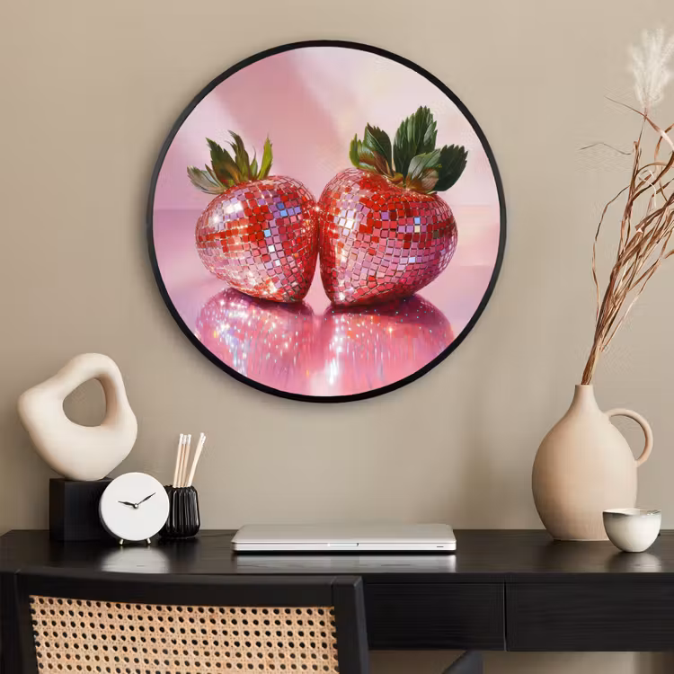 Ronde fotolijst - Disco - Fruit - Glitter - Strawberry — 2