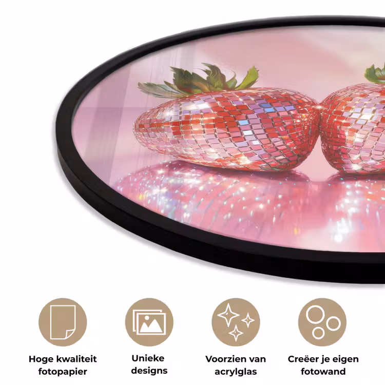 Ronde fotolijst - Disco - Fruit - Glitter - Strawberry — 5