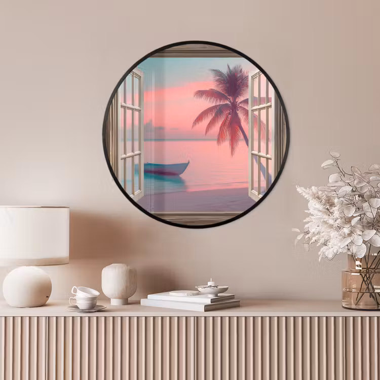 Ronde fotolijst - Doorkijk - Strand - Palmboom - Tropisch — 4