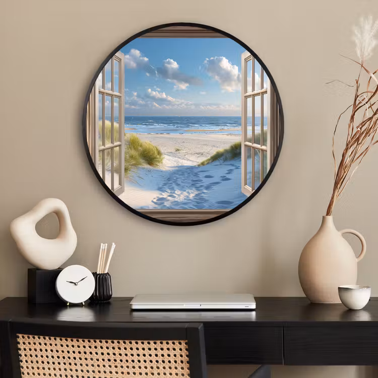 Ronde fotolijst - Doorkijk - Strand - Raam - Duinen - Zee — 2