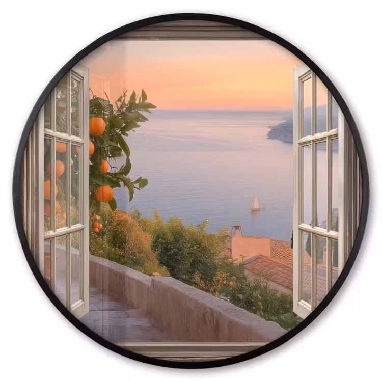 Ronde fotolijst - Doorkijk - Uitzicht - Meer - Landschap — 1