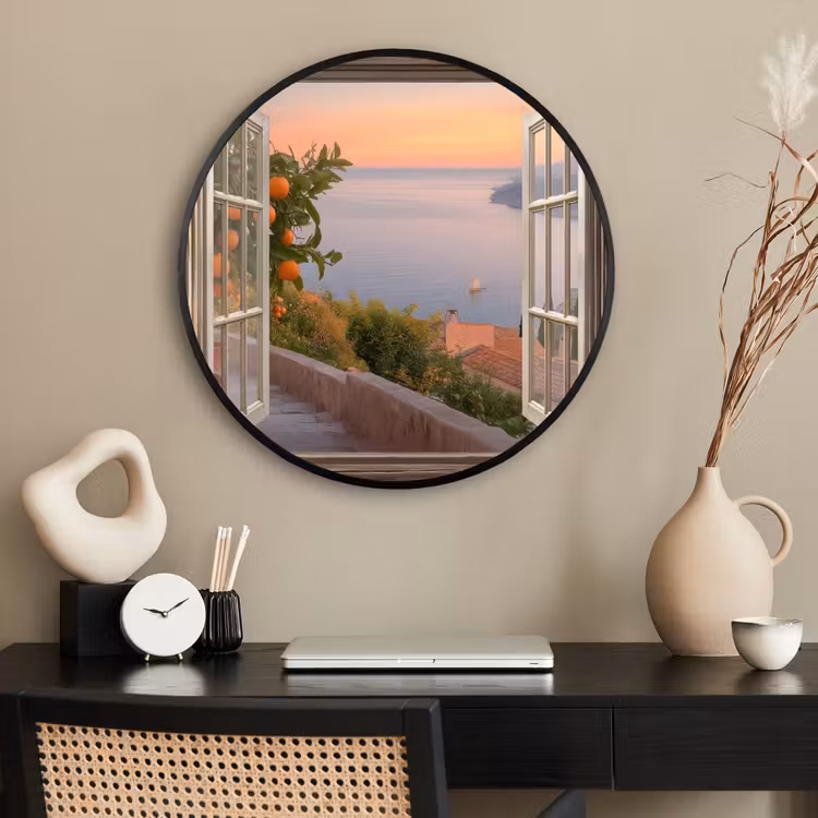 Ronde fotolijst - Doorkijk - Uitzicht - Meer - Landschap — 2