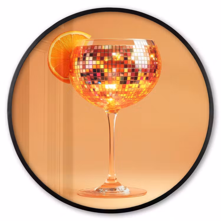 Ronde fotolijst - Drank - Oranje - Glitter - Disco — 1