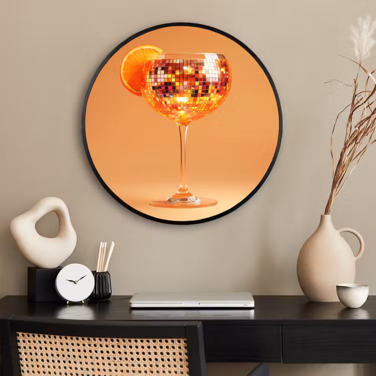 Ronde fotolijst - Drank - Oranje - Glitter - Disco — 2