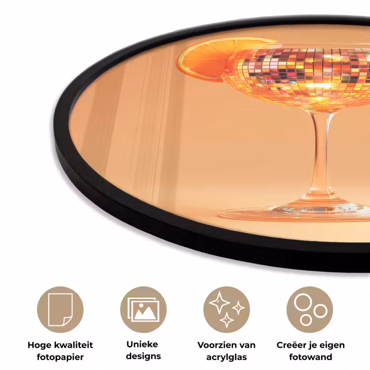 Ronde fotolijst - Drank - Oranje - Glitter - Disco — 5
