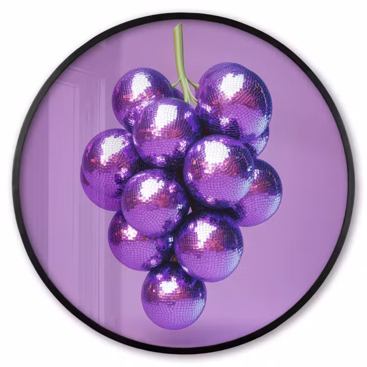 Ronde fotolijst - Druif - Disco - Glitter - Paars — 1