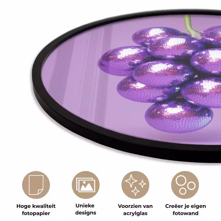 Ronde fotolijst - Druif - Disco - Glitter - Paars — 5