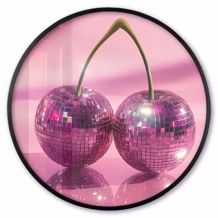 Ronde fotolijst - Glitter - Discobol - Roze - Kersen — 1